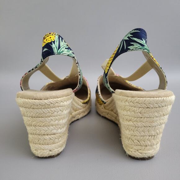 Anne Klein Pineapple Print Summer Wedge Heels Sz 6.5 M iFlex Comfort Espadrille - Picture 7 of 9
